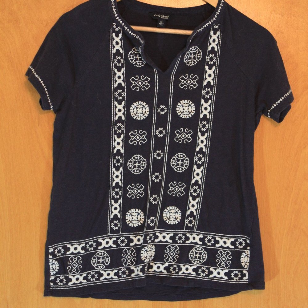 Lucky Brand Patterned Shirt Blue sz M